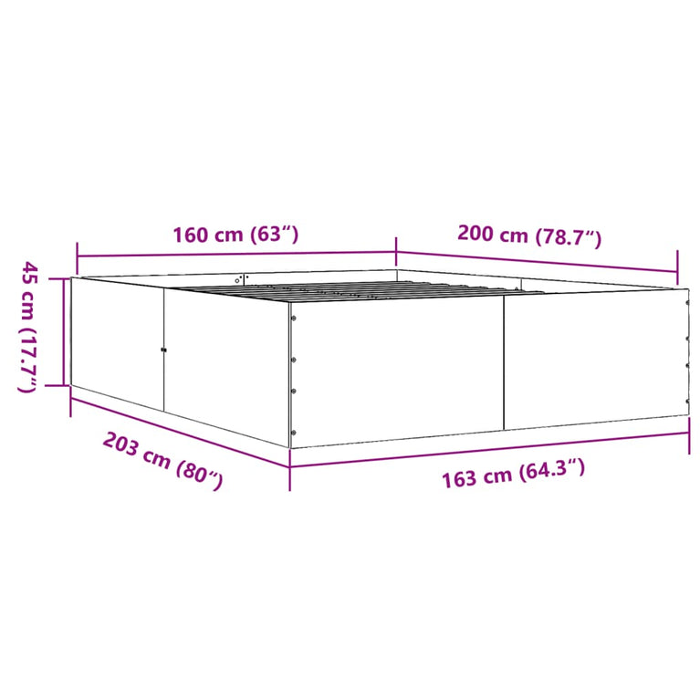 Bedframe bewerkt hout gerookt eikenkleurig 160x200 cm