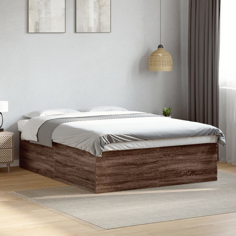 Bedframe bewerkt hout bruin eikenkleur 160x200 cm