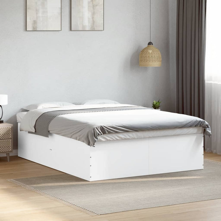 Bedframe bewerkt hout wit 150x200 cm