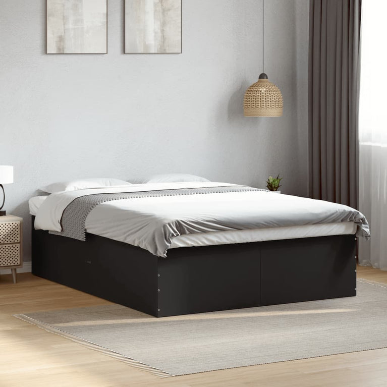 Bedframe bewerkt hout zwart 150x200 cm