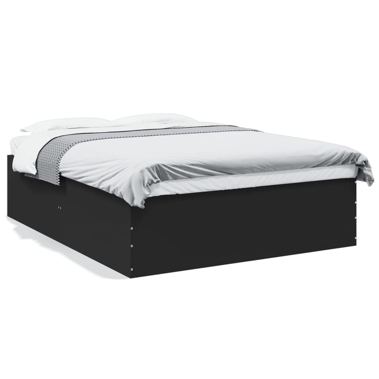 Bedframe bewerkt hout zwart 150x200 cm