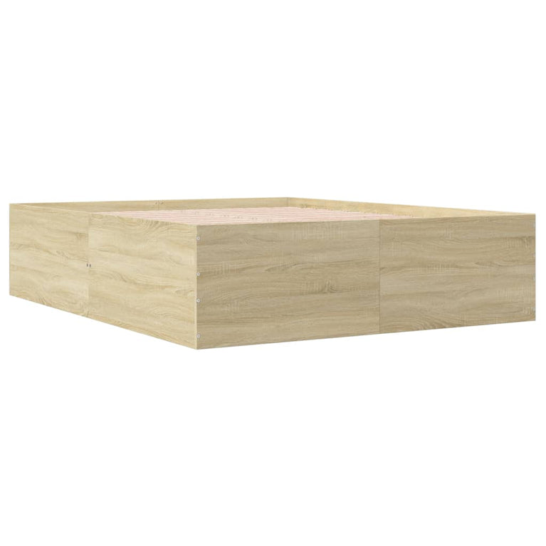 Bedframe bewerkt hout sonoma eikenkleurig 150x200 cm