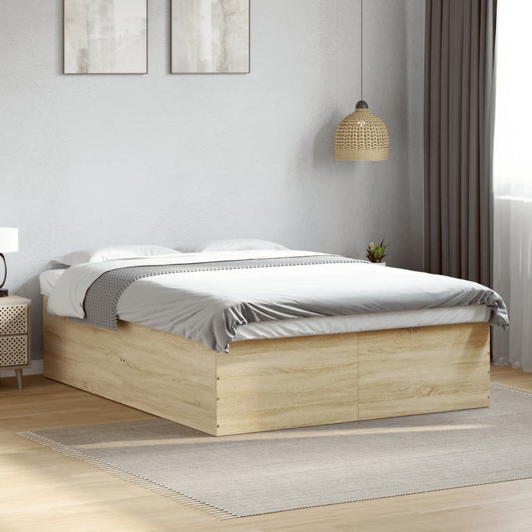 Bedframe bewerkt hout sonoma eikenkleurig 150x200 cm