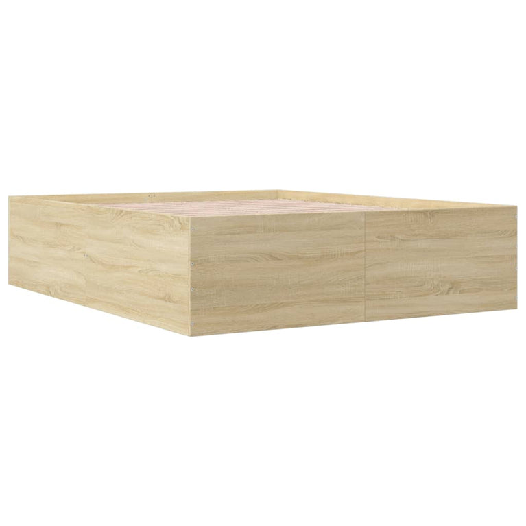 Bedframe bewerkt hout sonoma eikenkleurig 150x200 cm