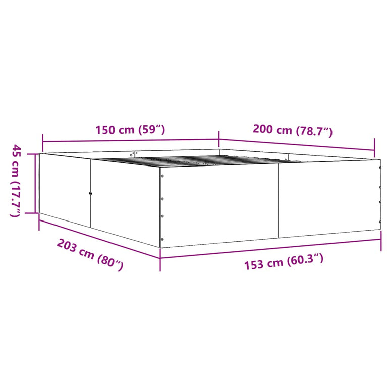 Bedframe bewerkt hout sonoma eikenkleurig 150x200 cm