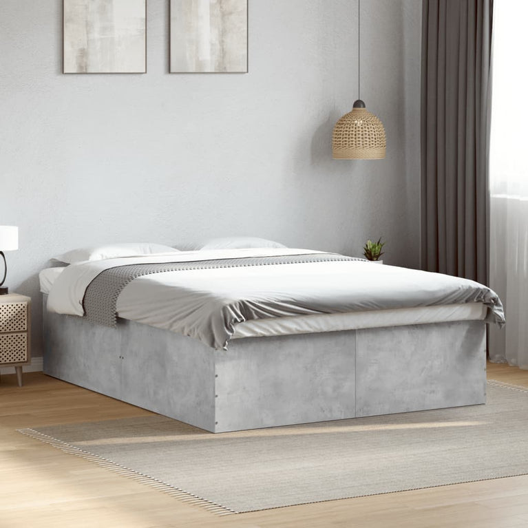 Bedframe bewerkt hout betongrijs 150x200 cm