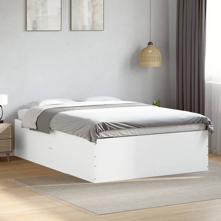 Bedframe bewerkt hout wit 140x200 cm