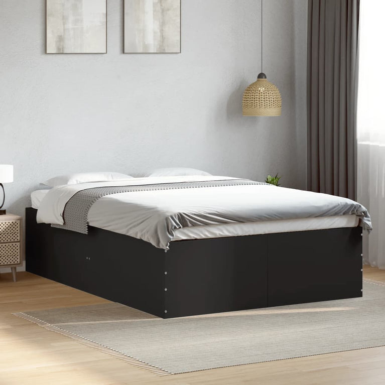Bedframe bewerkt hout zwart 140x200 cm