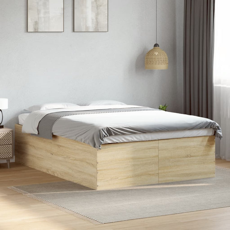 Bedframe bewerkt hout sonoma eikenkleurig 140x200 cm