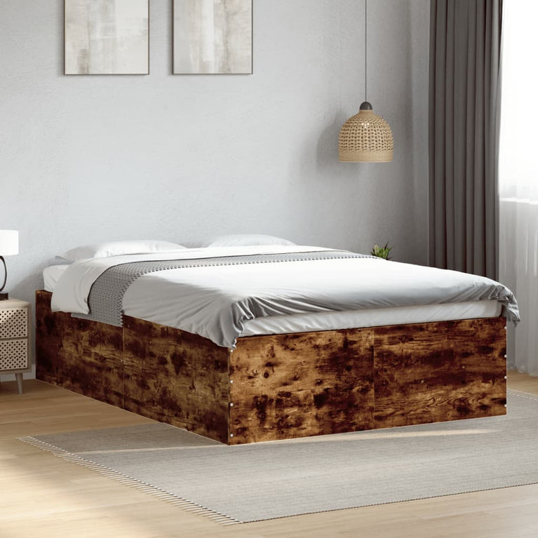 Bedframe bewerkt hout gerookt eikenkleurig 140x200 cm
