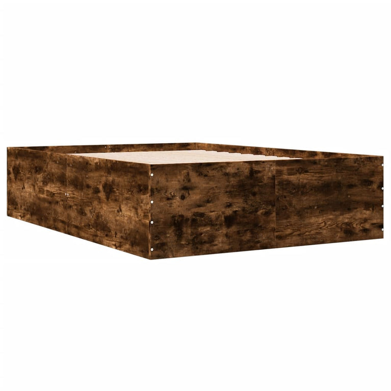 Bedframe bewerkt hout gerookt eikenkleurig 140x200 cm