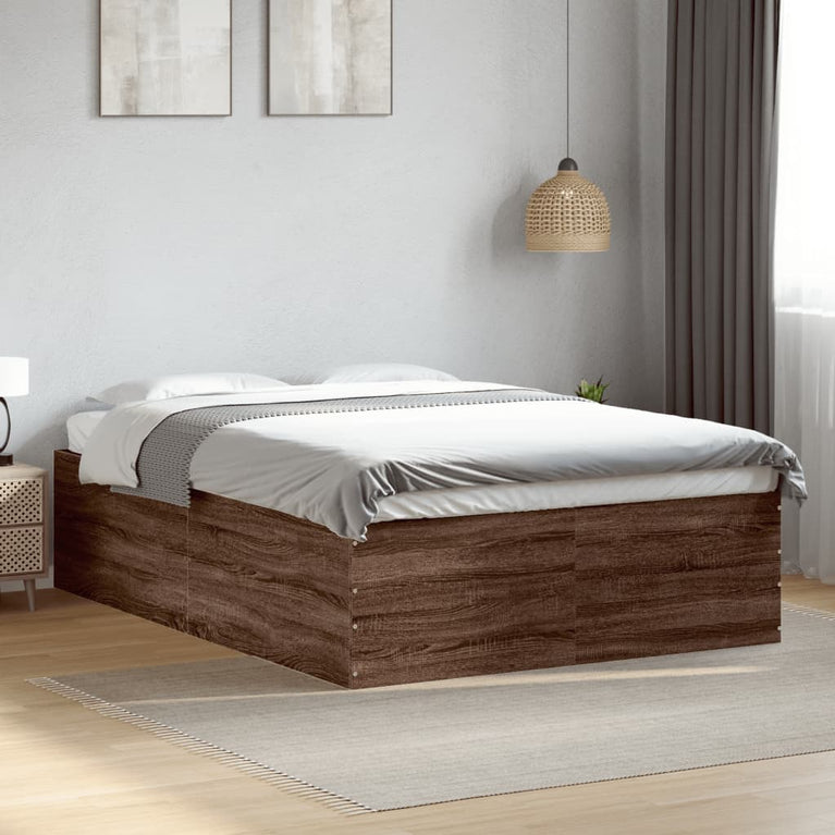 Bedframe bewerkt hout bruin eikenkleur 140x200 cm