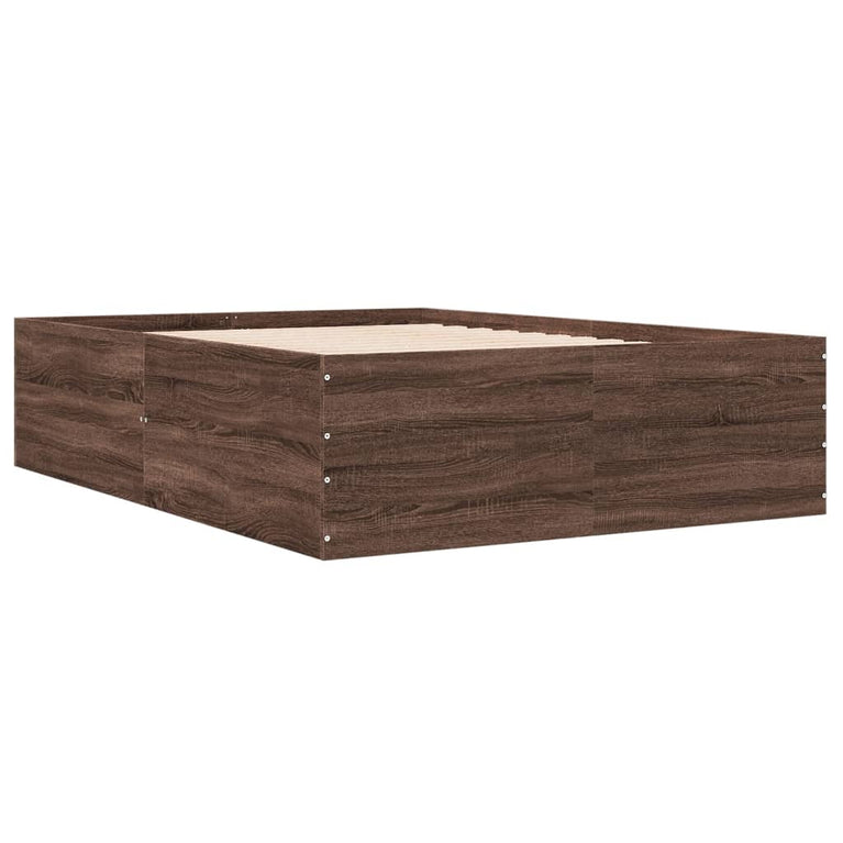 Bedframe bewerkt hout bruin eikenkleur 140x200 cm