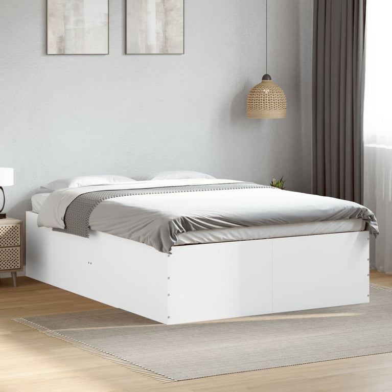Bedframe LED massief hout wit 120x200 cm