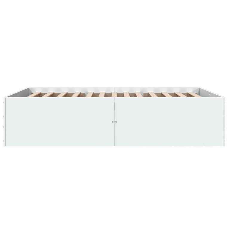 Bedframe LED massief hout wit 120x200 cm