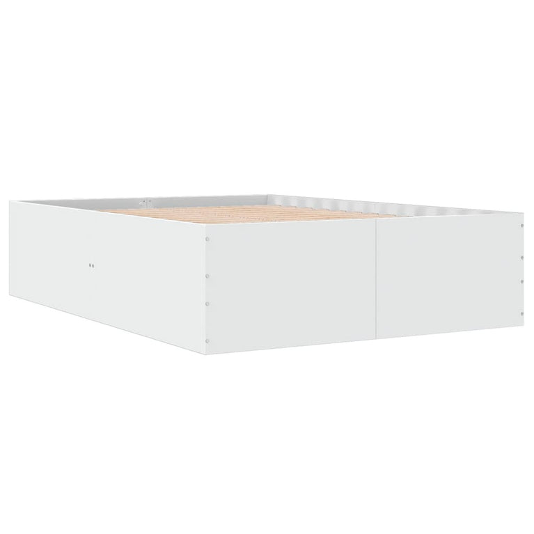 Bedframe LED massief hout wit 120x200 cm