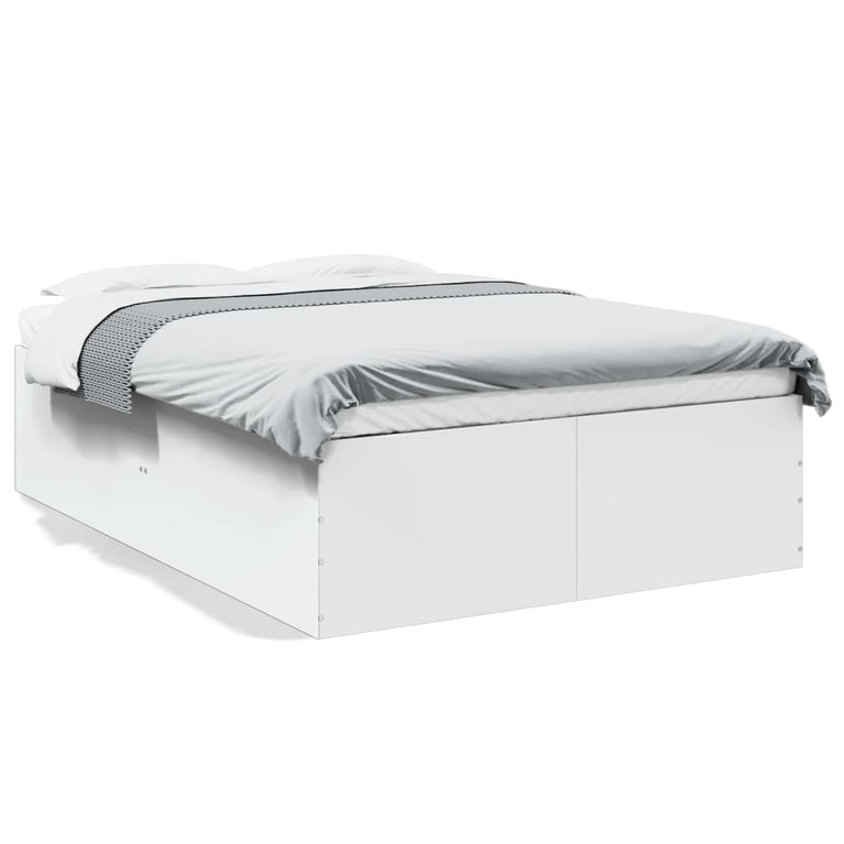 Bedframe LED massief hout wit 120x200 cm