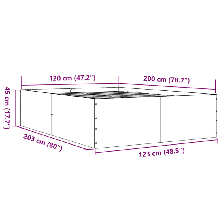 Bedframe bewerkt hout zwart 120x200 cm