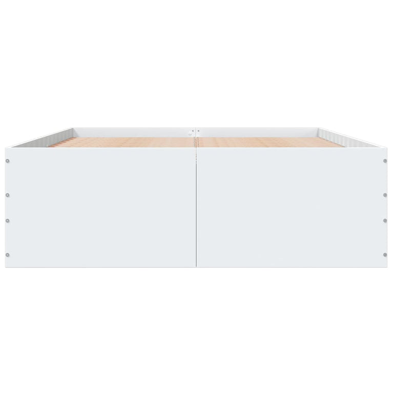 Bedframe LED massief hout wit 140x190 cm