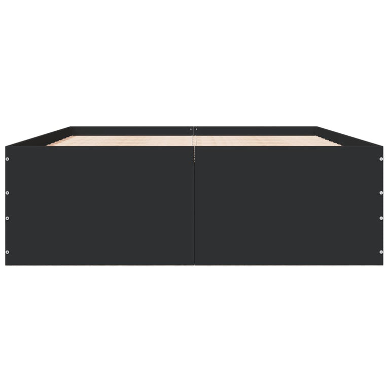 Bedframe LED massief hout zwart 140x190 cm