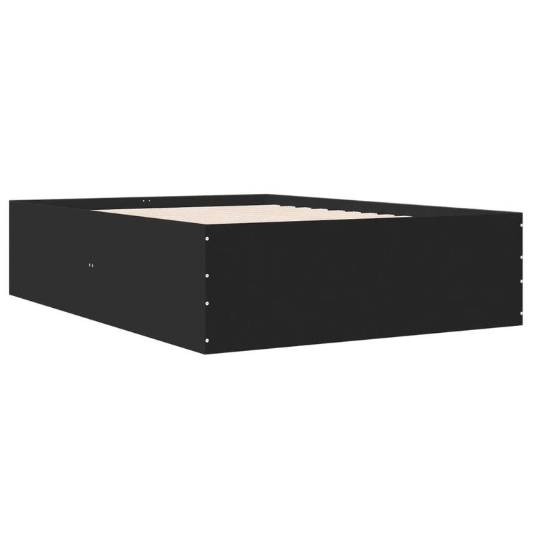 Bedframe LED massief hout zwart 140x190 cm