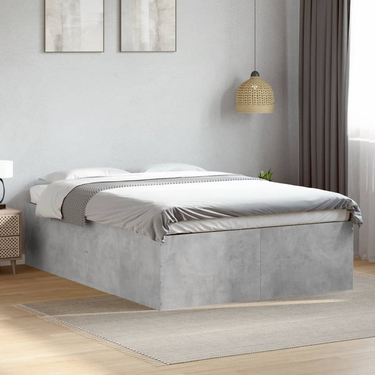 Bedframe bewerkt hout betongrijs 140x190 cm