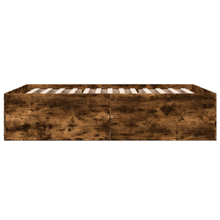 Bedframe bewerkt hout gerookt eikenkleurig 140x190 cm