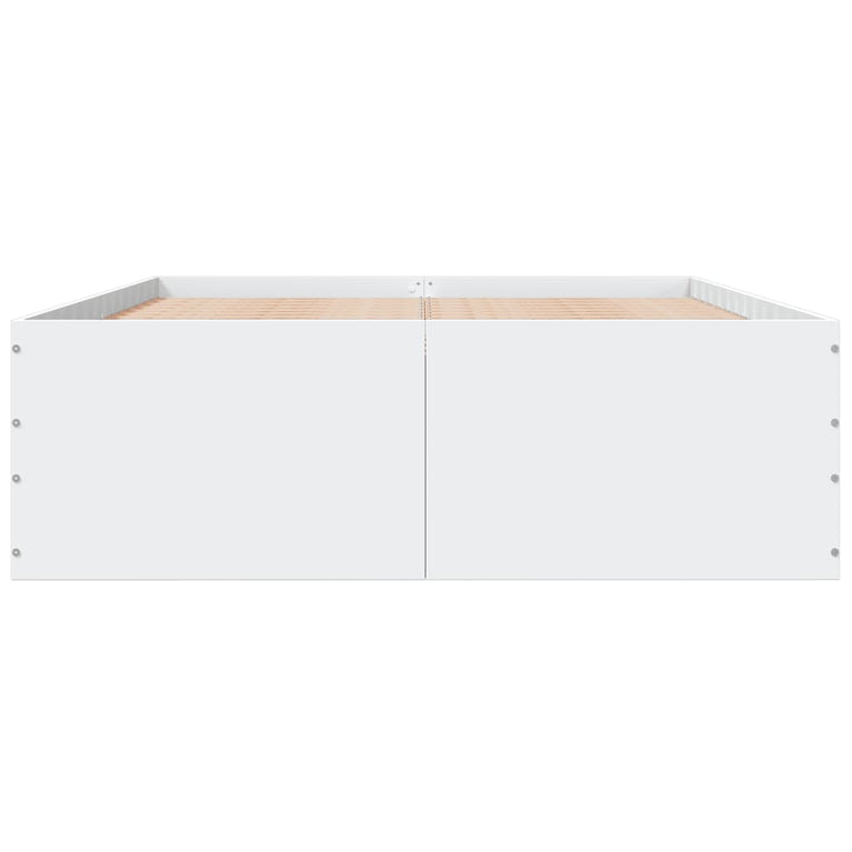 Bedframe bewerkt hout wit 135x190 cm