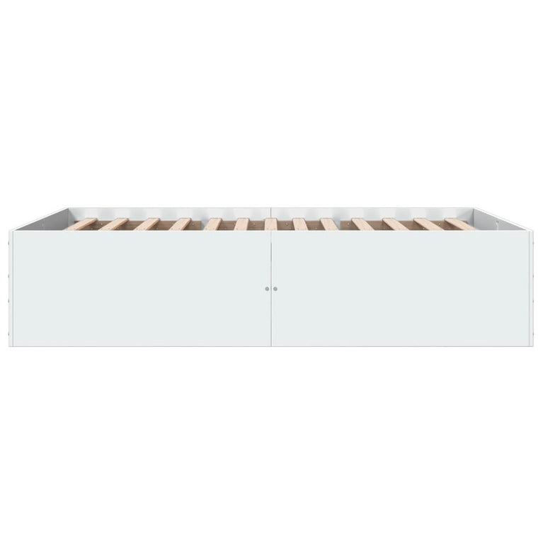Bedframe bewerkt hout wit 135x190 cm