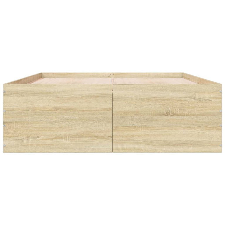 Bedframe bewerkt hout sonoma eikenkleurig 135x190 cm