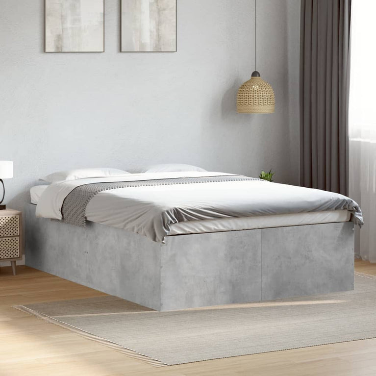 Bedframe bewerkt hout betongrijs 135x190 cm