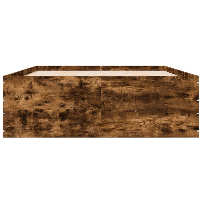 Bedframe bewerkt hout gerookt eikenkleurig 135x190 cm