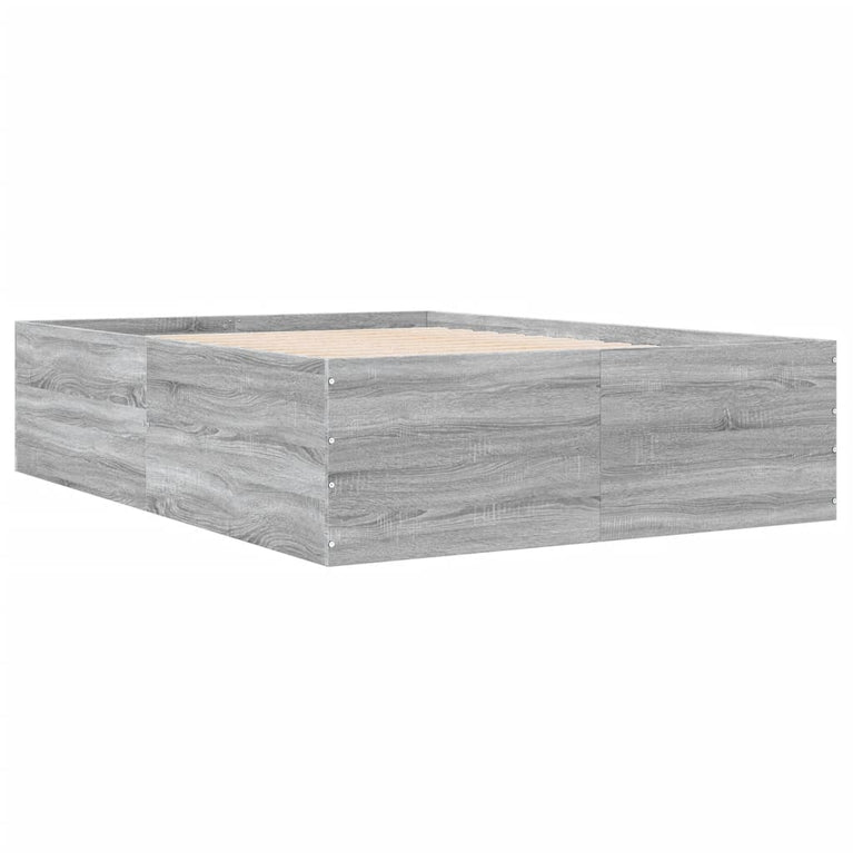 Bedframe bewerkt hout grijs sonoma eikenkleurig 135x190 cm
