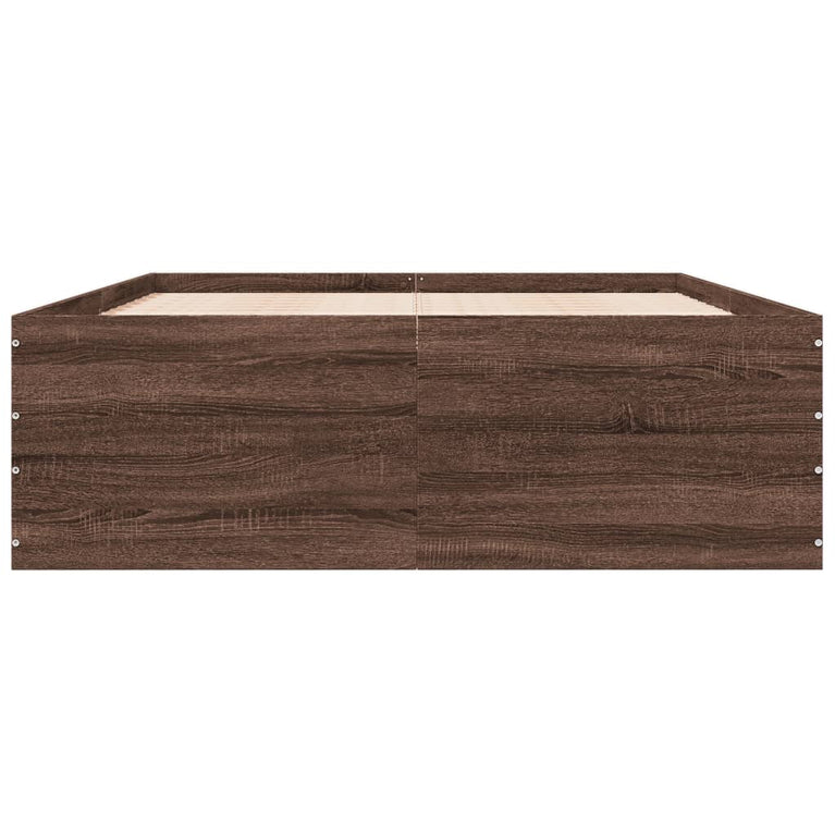 Bedframe bewerkt hout bruin eikenkleur 135x190 cm