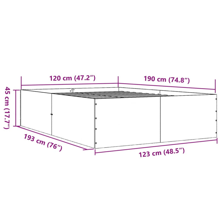 Bedframe bewerkt hout sonoma eikenkleurig 120x190 cm