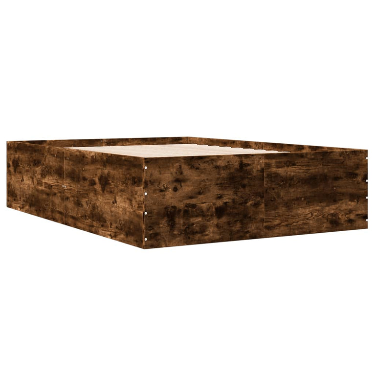 Bedframe bewerkt hout gerookt eikenkleurig 120x190 cm