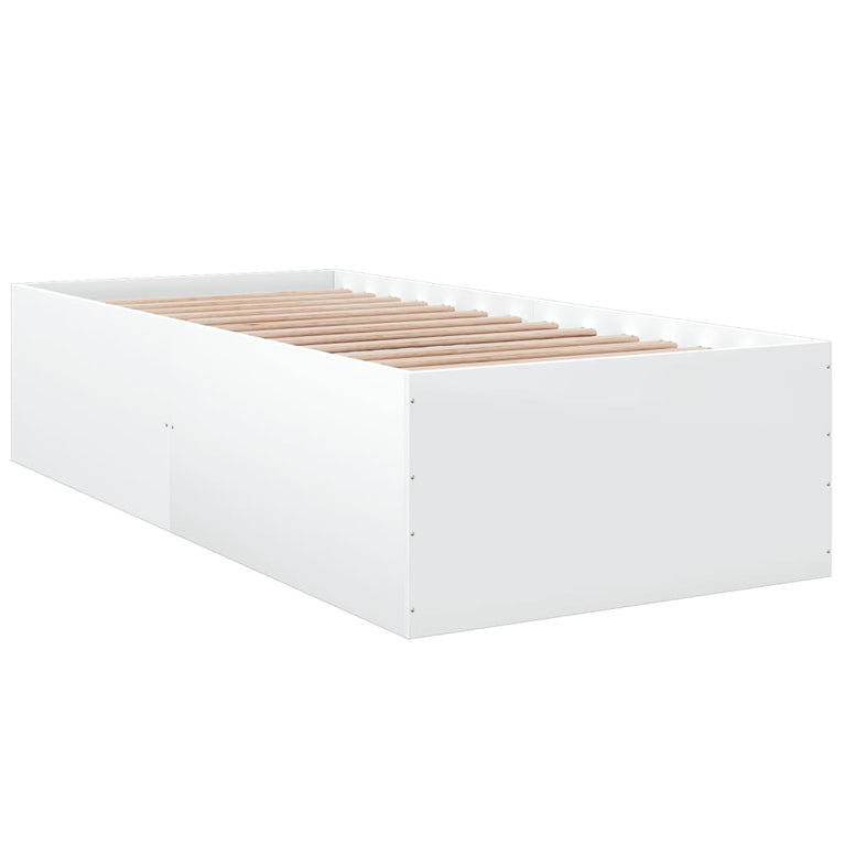 Bedframe bewerkt hout wit 100x200 cm
