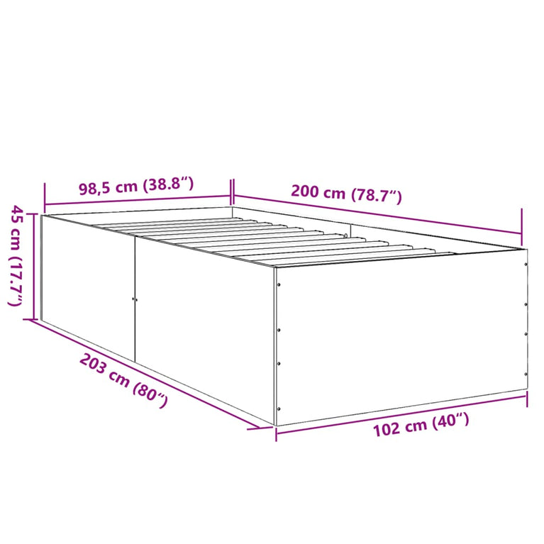 Bedframe bewerkt hout wit 100x200 cm