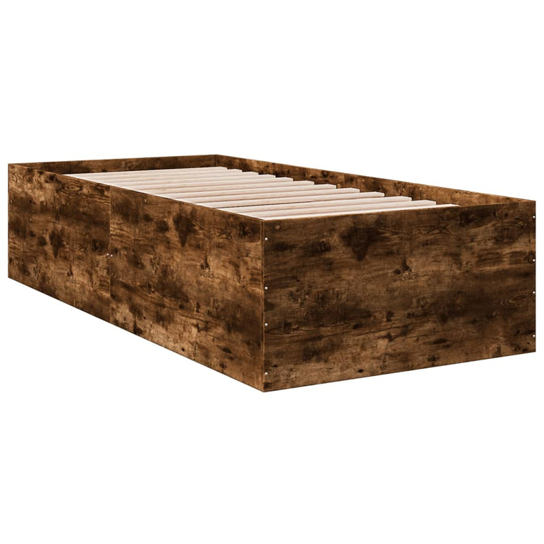 Bedframe bewerkt hout gerookt eikenkleurig 100x200 cm