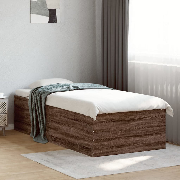 Bedframe bewerkt hout bruin eikenkleur 100x200 cm