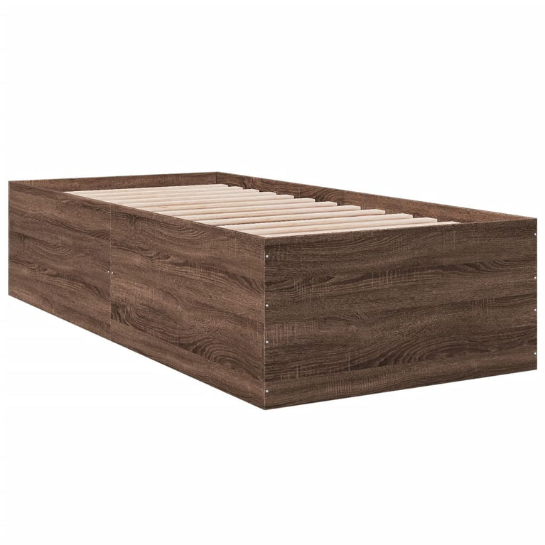 Bedframe bewerkt hout bruin eikenkleur 100x200 cm