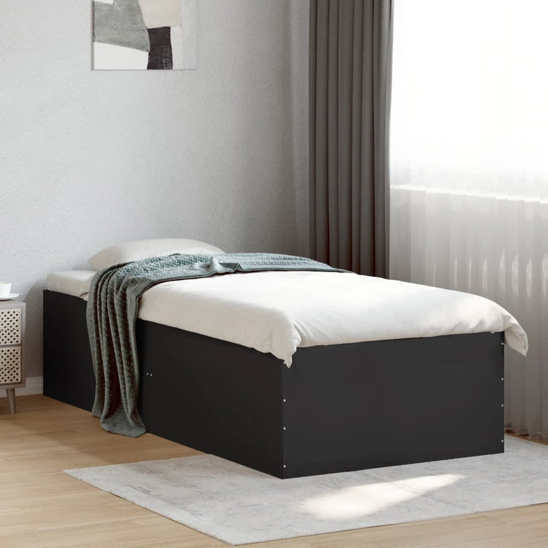 Bedframe bewerkt hout zwart 90x200 cm