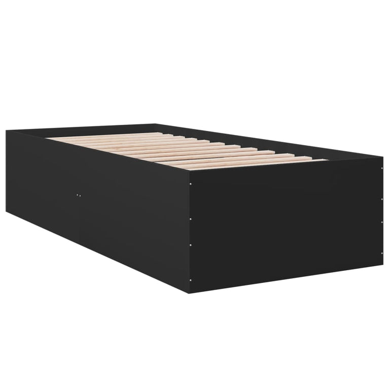 Bedframe bewerkt hout zwart 90x200 cm