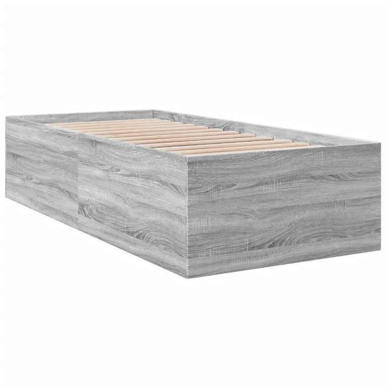 Bedframe bewerkt hout grijs sonoma eikenkleurig 90x200 cm