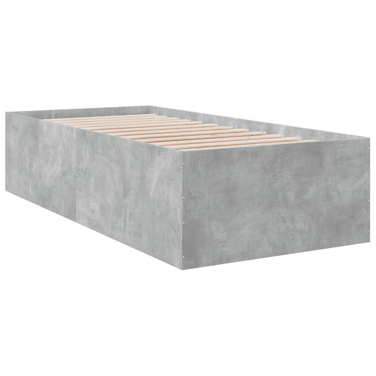 Bedframe bewerkt hout betongrijs 90x190 cm