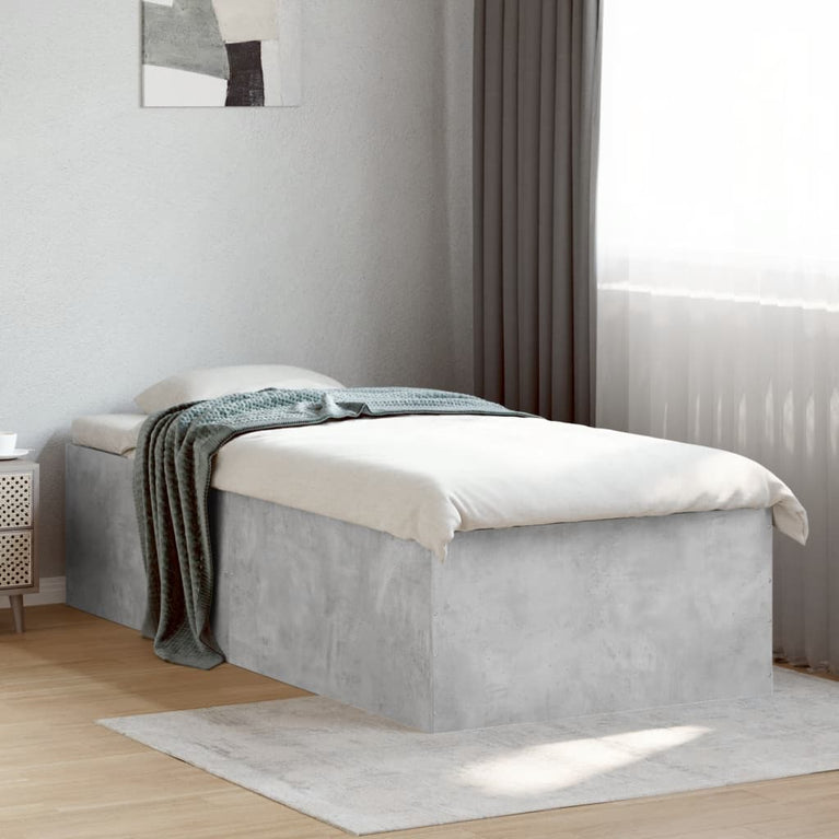 Bedframe bewerkt hout betongrijs 90x190 cm