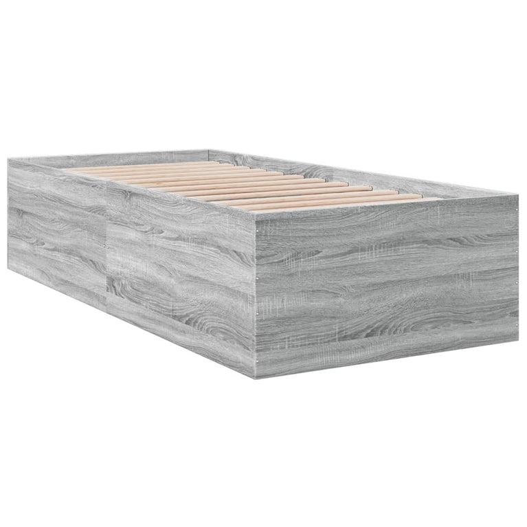 Bedframe bewerkt hout grijs sonoma eikenkleurig 90x190 cm