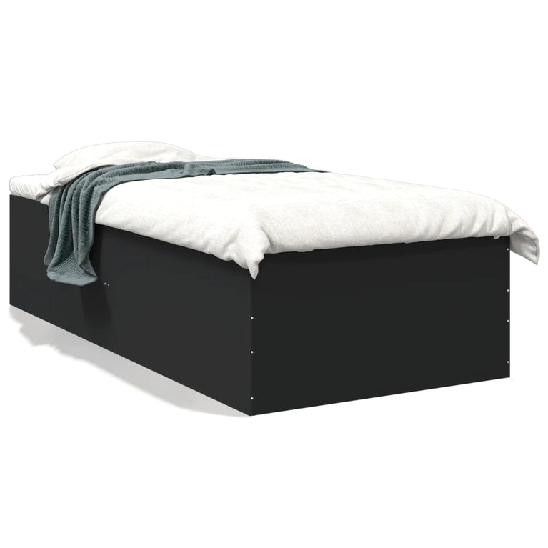 Bedframe bewerkt hout zwart 75x190 cm