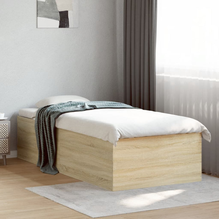 Bedframe bewerkt hout sonoma eikenkleurig 75x190 cm