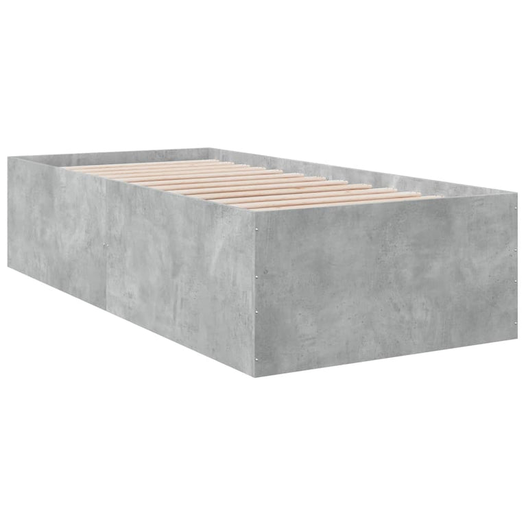 Bedframe bewerkt hout betongrijs 75x190 cm